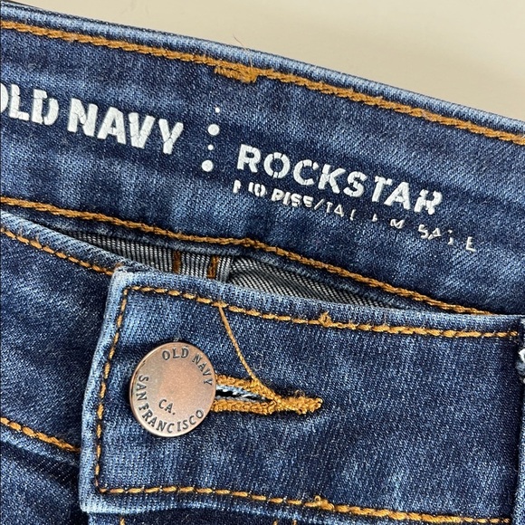 Old Navy Rockstar Mid Rise Skinny Jeans Blue Dark Wash Size 8 - Picture 5 of 10